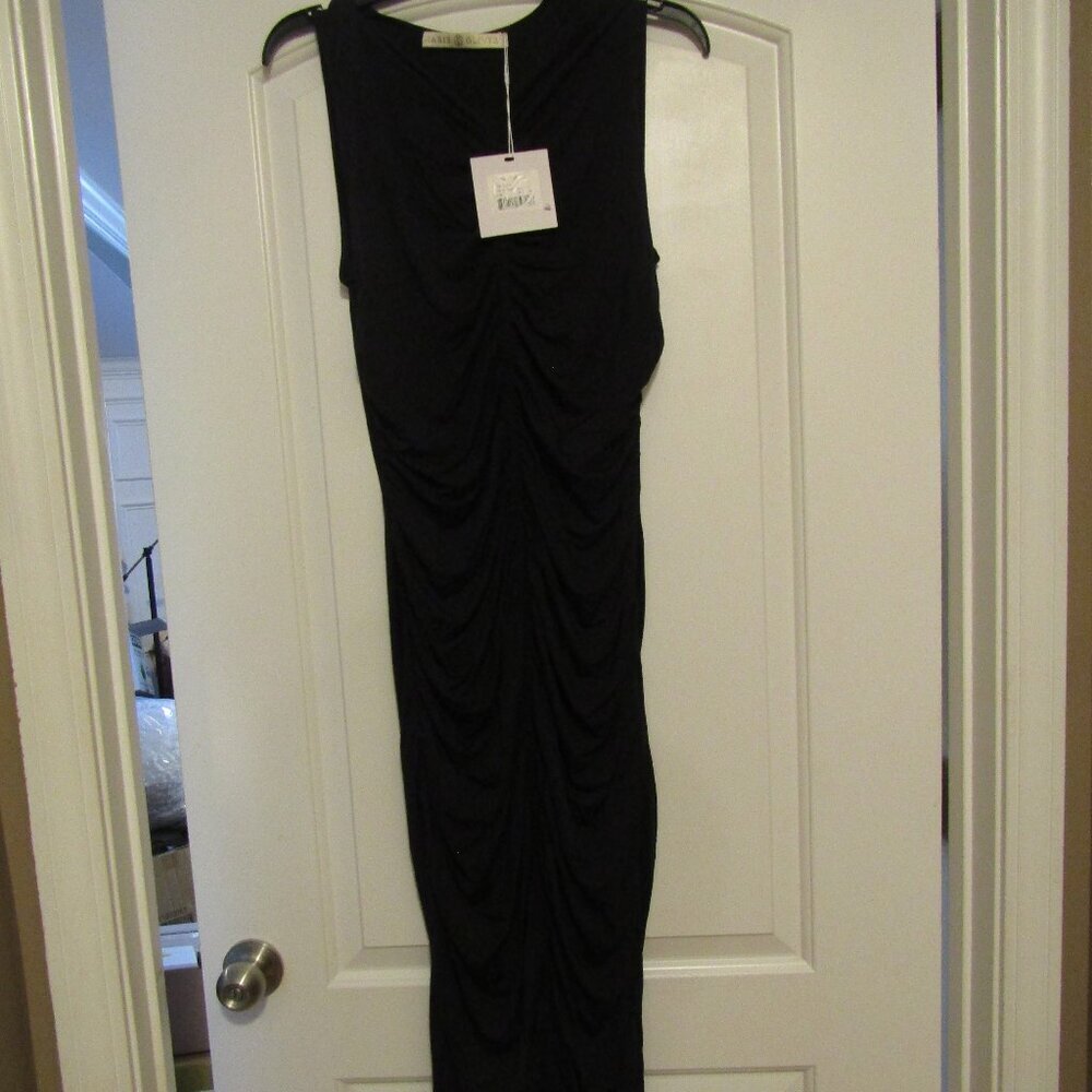 NWT MARIE OLIVER Roxie Ruched Maxi 54" Long Black Dress Size Med Sleeveless